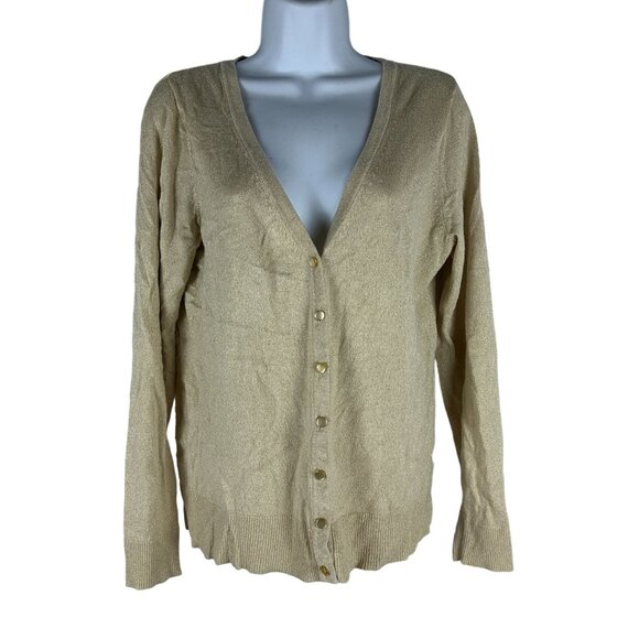 212 Collection Womens Gold Button-Front Cardigan Sweater Size M - Picture 1 of 5